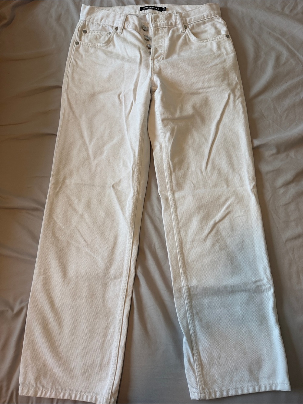 High-Rise White Straight Leg Jeans